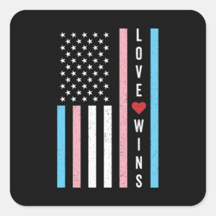 Sticker Carré LGBTQ Transgender Pride Love remporte le drapeau a