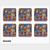 Sticker Carré Lhassa Apso Trick-or-Treating En Costumes Hallowee (Feuille)