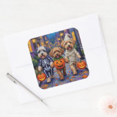 Sticker Carré Lhassa Apso Trick-or-Treating En Costumes Hallowee (Enveloppe)