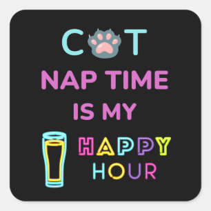 Sticker Carré l'heure de la sieste pour chat est mon heure d'or