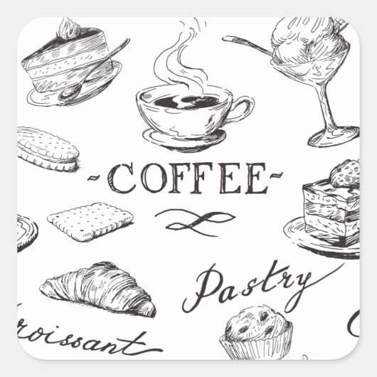 Sticker Carré L'heure du café (Devant)