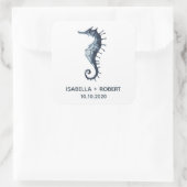 Sticker Carré L'hippocampe bleu | Monogramme Mariage (Sac)