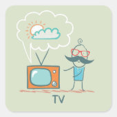 Sticker Carré L'Homme Et Sa Télévision (Devant)