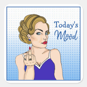 Sticker Carré L'humeur d'aujourd'hui, une dame rétro qui renvers
