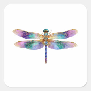 Sticker Carré Libellule Colorée – Art de la Nature Iridescente