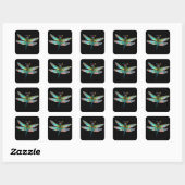 Sticker Carré Libellule colorée en vitrail (Feuille)