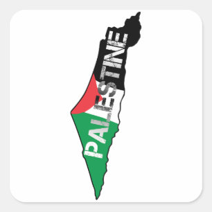 Sticker Carré Libérez la Palestine Drapeau sur la carte Palestin