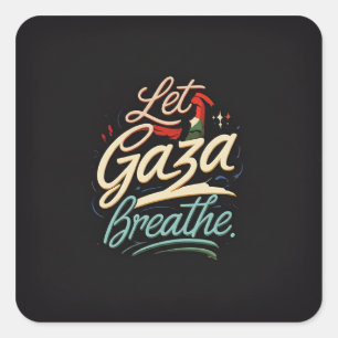 Sticker Carré Libérez la Palestine – Laissez Gaza respirer Porte