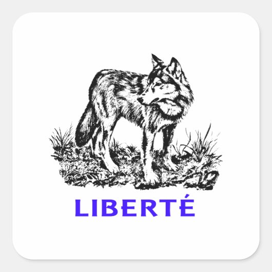 Sticker Carré Liberté - Loup dans la nature sauvage (Devant)