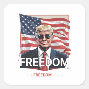 Sticker Carré Liberté patriotique, laissez la liberté tourner