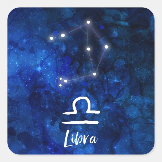 Sticker Carré Libra Zodiac Constellation Bleu Galaxie Céleste (Devant)