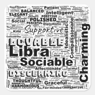 Sticker Carré Libra Zodiac Word Cloud Inspiration