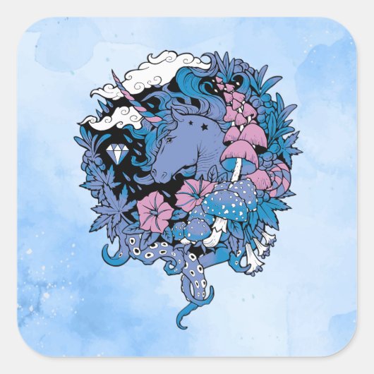 Sticker Carré Licorne (Devant)