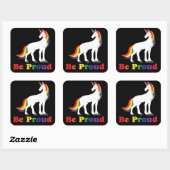 Sticker Carré Licorne | Arc | LGBT (Feuille)