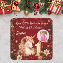 Licorne cramoisie florale 1er anniversaire Noël