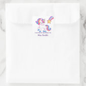 Sticker Carré Licorne Pastel "Ce Livre Appartient" Nom Enfant (Sac)