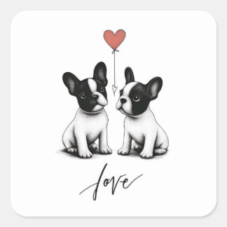 Sticker Carré Lié par le coeur