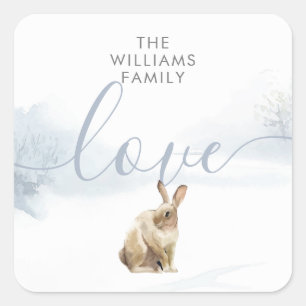 Sticker Carré Lièvre d'hiver