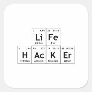 Sticker Carré LiFe HAcKEr éléments de chimie Word du tableau pér