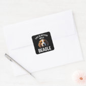 Sticker Carré Life Is Better With A Beagle (Enveloppe)