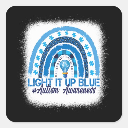 Sticker Carré Light It Up Blue Rainbow (Devant)