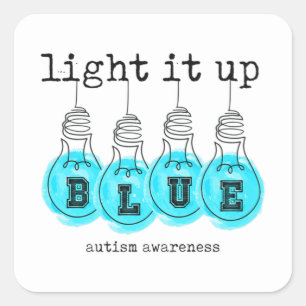 Sticker Carré Light It Up Blue Sensibilisation sur l'autisme Pre