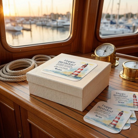 Sticker Carré Lighthouse Birthday Shining Light