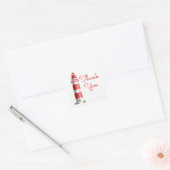 Sticker Carré Lighthouse Red Merci Beach Wedding Ocean Beach (Enveloppe)