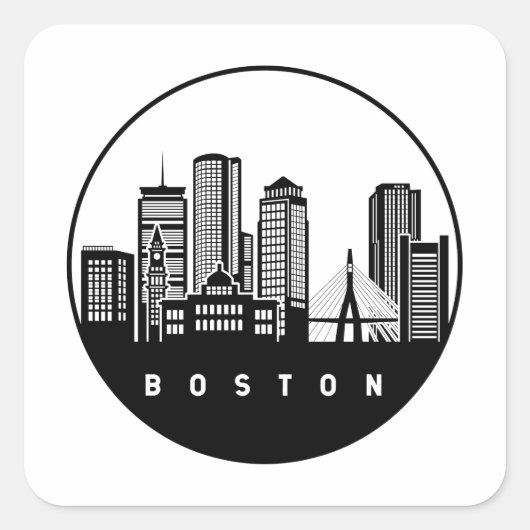 Sticker Carré Ligne aérienne du Massachusetts de Boston (Devant)