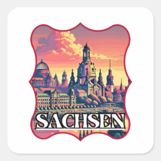 Sticker Carré Ligne aérienne Retro Sachsen