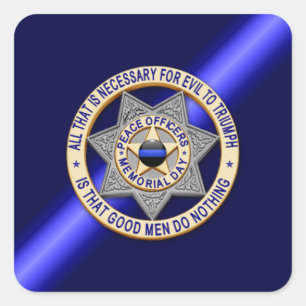 Sticker Carré Ligne bleue mince