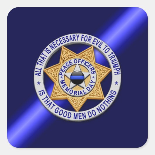 Sticker Carré Ligne bleue mince (Devant)