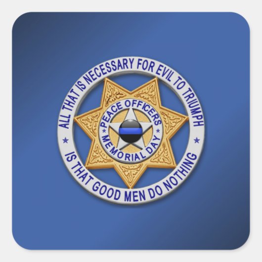 Sticker Carré Ligne bleue mince (Devant)