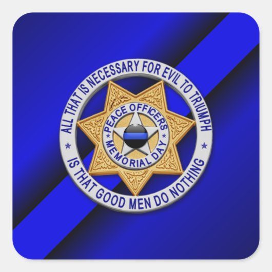 Sticker Carré Ligne bleue mince (Devant)