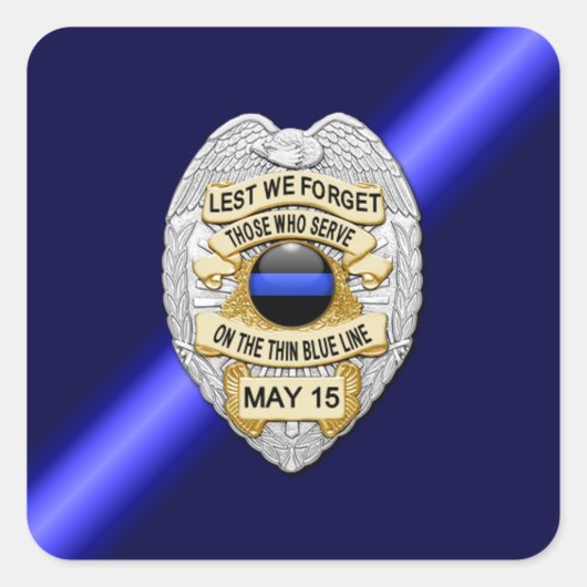 Sticker Carré Ligne bleue mince (Devant)