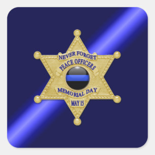 Sticker Carré Ligne bleue mince