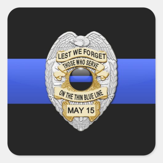 Sticker Carré Ligne bleue mince (Devant)