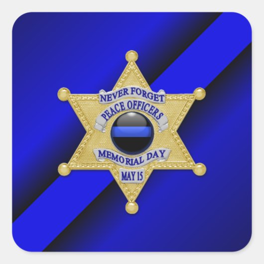 Sticker Carré Ligne bleue mince (Devant)