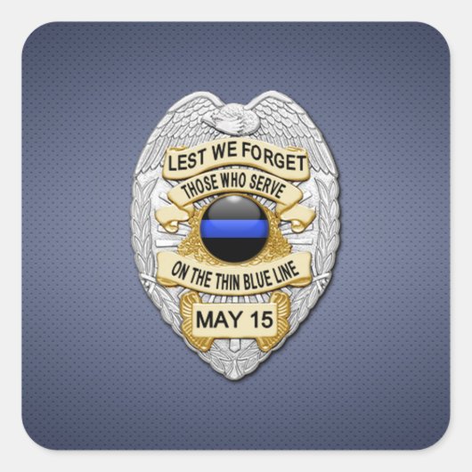 Sticker Carré Ligne bleue mince (Devant)