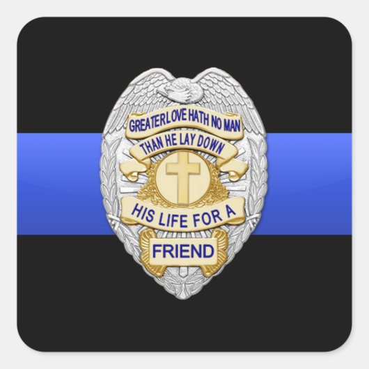 Sticker Carré Ligne bleue mince (Devant)