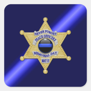 Sticker Carré Ligne bleue mince