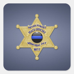 Sticker Carré Ligne bleue mince