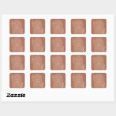 Sticker Carré Ligne Botanique Art Script Terracotta Mariage (Feuille)