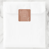Sticker Carré Ligne Botanique Art Script Terracotta Mariage (Sac)