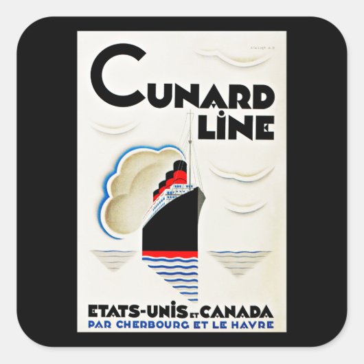 Sticker Carré Ligne Cunard Art Déco (Devant)