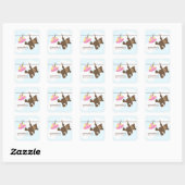 Sticker Carré Ligne de linge de bébé {rose} (Feuille)