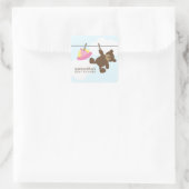 Sticker Carré Ligne de linge de bébé {rose} (Sac)