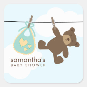 Sticker Carré Ligne de linge de bébé {vert}