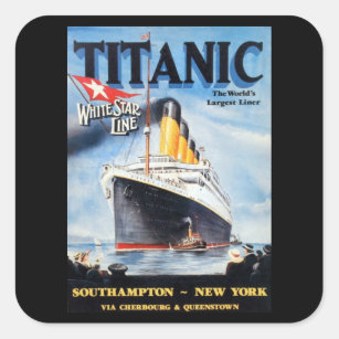 Sticker Carré Ligne Titanic White Star - Le plus grand Liner du 
