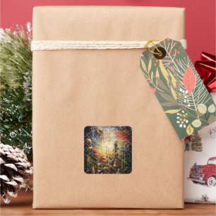 Sticker Carré Lignes aériennes urbaines Abstraites rétro